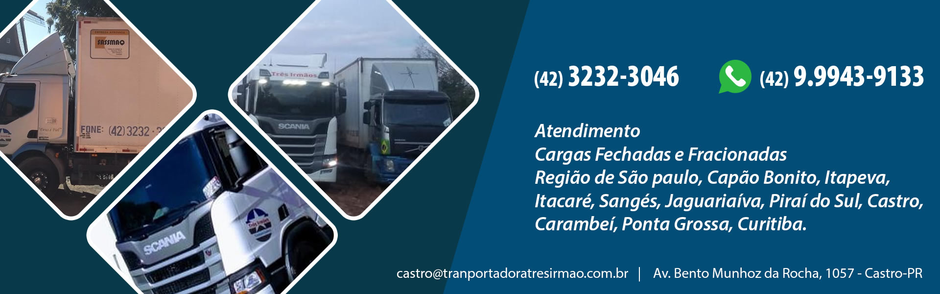 Tranportadora Três Irmãos - Atendimento nos estados do Paraná, São Paulo, Rio Grande do Sul, Minas Gerais e Rio de Janeiro